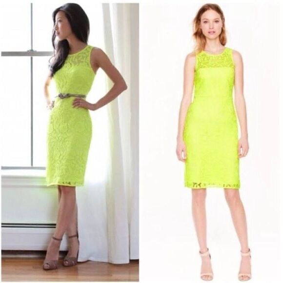 J. Crew Neon Yellow Lace Dress size 6 (measurements in description) H1 - Picture 11 of 11